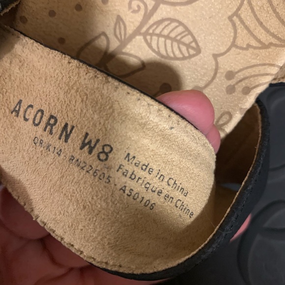 ACORN by PILLOW POD BLACK SANDALS MEDALLION W8 - Picture 2 of 6